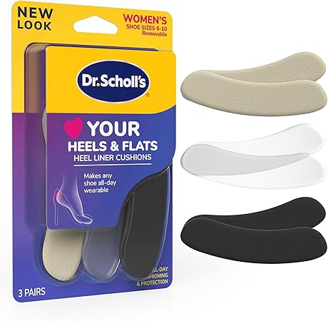 Dr. Scholl's® Love Your Heels & Flats Heel Liner Cushions, Helps Prevent Uncomfortable Shoe Rubbing at The Heel and Helps Prevent Shoe Slipping for Shoes That are Too Big, 3 Pair