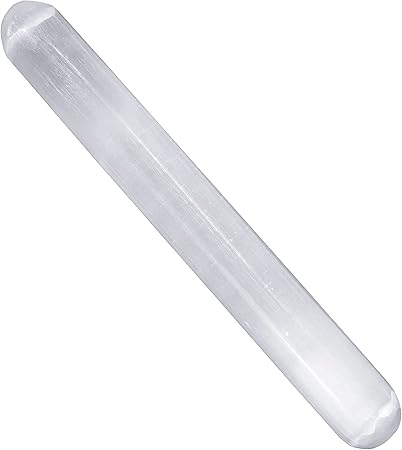 Selenite Crystal Massage Wand 6 Inches, Moroccan White Healing Crystals for Anxiety Relief, Yoga, and Meditation, Ideal for Gift and Home Decor