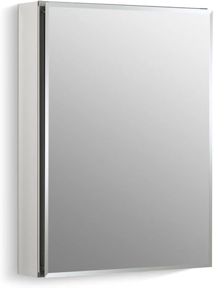 KOHLER K-CB-CLC2026FS Beveled Medicine Cabinet with Mirror Door & Adjustable Shelves, Rectangular Beveled Edge Frame, 20