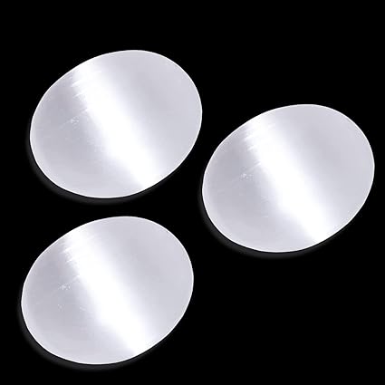 Himalayan Glow Selenite Palm Stone, High Energy Calming Effects Healing Crystals, Pack 3