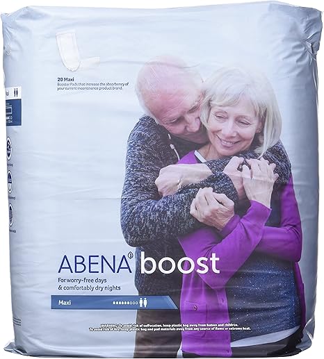 Abena BOOST Fluff Incontinence Pads - No Barrier/Flow-Through, (Sizes Normal To Extra Large) Extra Large, 20 Count