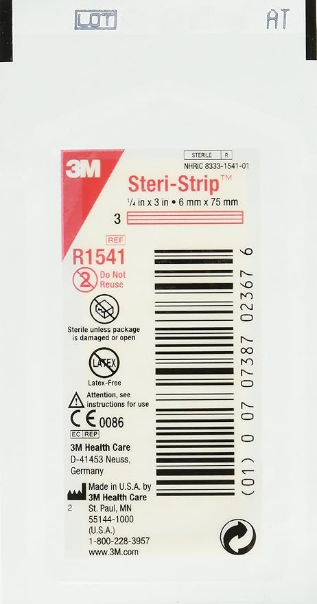 3M Steri Strip Skin Closures 1/4'' X 3'' - 20 Packages of 3