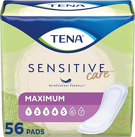 Tena Sensitive Care Maximum Absorbency Incontinence/Bladder Control Pad for Women, Regular Length, 56 Count