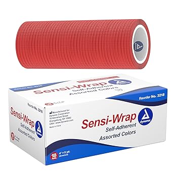 Dynarex 3218 Sensi-Wrap Self-Adherent Bandage Roll Without Natural Rubber Latex, Assorted, 4