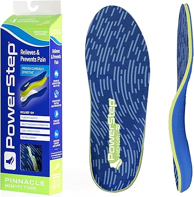 PowerStep Insoles, Memory Foam, Heel and Arch Pain Relief Insole, Cushioning Arch Support Orthotic For Women and Men