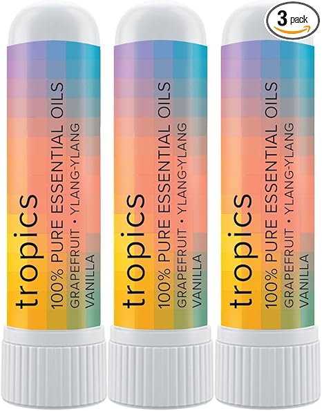 MOXE Tropics Nasal Stick Caribbean Escape + Tropical Scents | Grapefruit, Ylang Ylang, & Vanilla Oil | Summer, Beach, Relaxing Aromatherapy with 100% Pure Essential Oils, Made in USA (3 Pack)