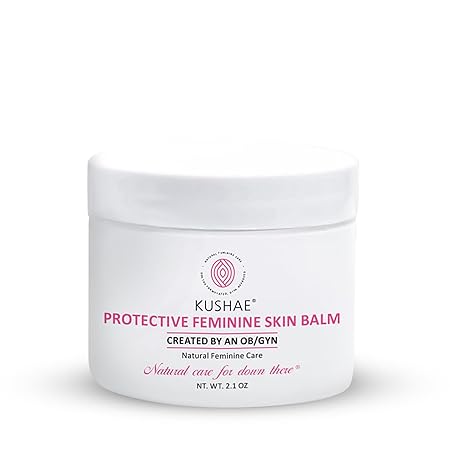 Kushae Protective Feminine Skin Balm, Refreshing & Soothing Vulva Moisturizer for Feminine Dryness, Menopausal Dryness, Fragrance-Free Vulva Care Products, 2.1 oz