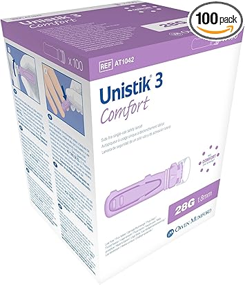 Owen Mumford Unistik 3 Safety Lancets (28G), 100 Count