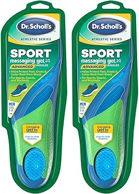 Dr. Scholl’s Sport Insoles (Pack of 2) // Superior Shock Absorption and Arch Support to Reduce Muscle Fatigue and Stress on Lower Body Joints (for Men's 8-14)