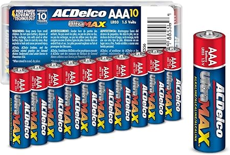 ACDelco UltraMAX 10-Count AAA Batteries, Alkaline Battery with Advanced Technology, 10-Year Shelf Life, Recloseable Packaging