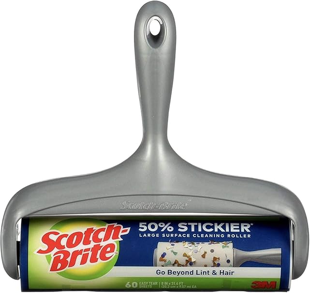 Scotch-Brite Pet Extra Sticky Large Surface Roller, Designed for Pet Hair, 60 Sheets