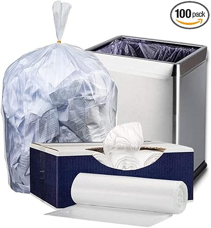 Plasticplace 6 Gallon Trash Bags │ 6 Microns │ Clear Garbage Can Low Density Liners │ 20