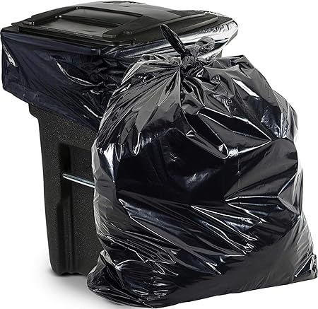 Aluf Plastics 65 Gal Black Heavy Duty Garbage Bags 1.5 Mil - 50