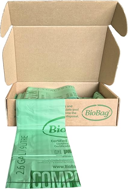 BioBag (USA), The Original Compostable Bag, 2.6 Gallon, 100 Total Count, 100% Certified Compostable Kitchen Food Scrap Bags, Kitchen Compost Bin Compatible