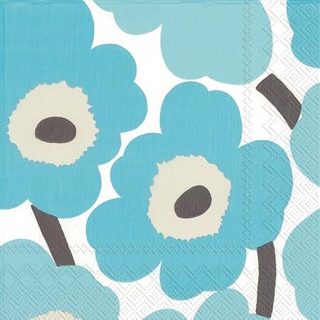 Ideal Home Range Marimekko20 Count Paper Cocktail Napkins, Unikko Turquoise