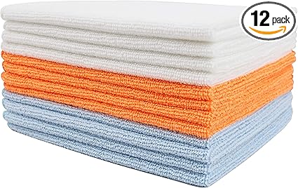 Tricol Clean Certified Recycled Microfiber Cleaning Cloths, Made from Plastic Bottles (12 x 12 in Cloths) Pack of 12