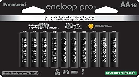 Eneloop Panasonic BK-3HCCA16FA pro AA High Capacity Ni-MH Pre-Charged Rechargeable Batteries, 16-Battery Pack