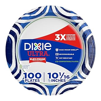 Dixie Ultra Plates, 100 Count (Pack of 1), White/Indigo