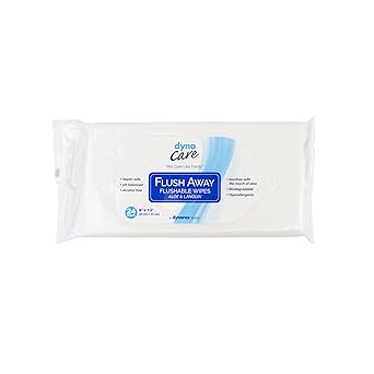 Dynarex 1322 DynaCare Flushable Wipe, Wet Bathroom Hygiene Wipe for Adults, Alcohol Free, 9