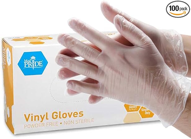 MedPride General Purpose Powder-Free Vinyl Gloves, X-Large (Pack of 100)