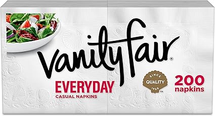 Vanity Fair Everyday Paper Napkins, 200 2-Ply Disposable Napkins