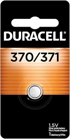 Duracell 370/371 Silver Oxide Button Battery, 1 Count Pack, 370/371 1.5 Volt Battery, Long-Lasting for Watches, Medical Devices, Calculators, and More