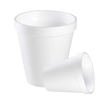 8oz Disposable White Foam Cups - Pack of 50CT. Disposable Hot/Cold Drinking Foam Cups.