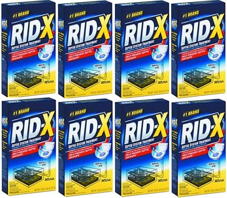 RID-X Septic Tank Treatment Enzymes, 8 Month Supply Powder (8 Packs x 1 Month Supply), 78.4oz