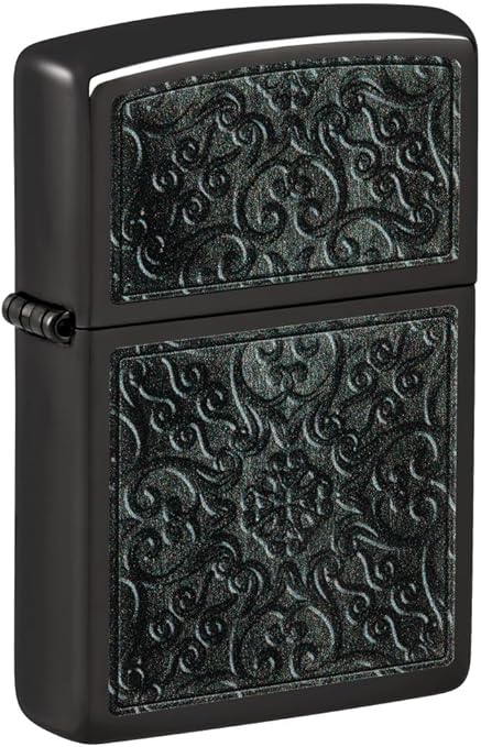 Zippo Pattern Design High Polish Black Pocket Lighter