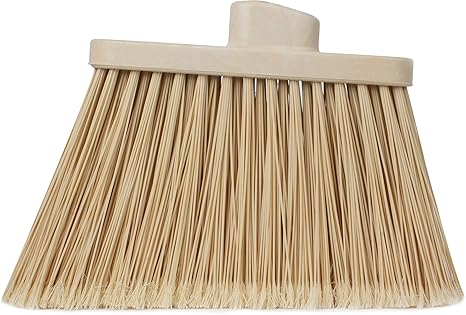 SPARTA Plastic Broom Head, Angled, Flagged for Small Debris Indoor, Outdoor, Home, Restaurant, Lobby, Office, 12 Inches, Tan