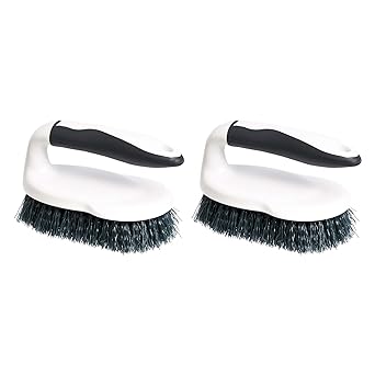 Amazon Basics All Purpose Rectangular Scrub Brush, 2-pack, White & Black (Previously AmazonCommercial brand)