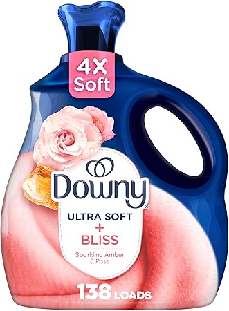 Downy Ultra Soft Fabric Softener Liquid, Bliss, Sparkling Amber and Rose, 93 fl oz, 138 Loads