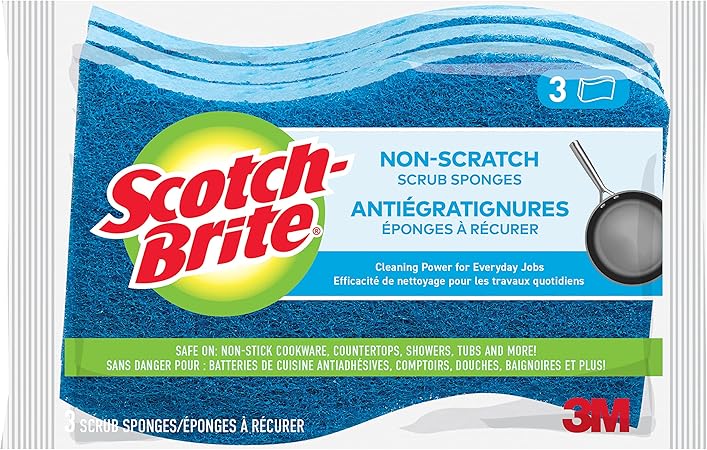 Scotch-Brite No Scratch Scrub Sponges, Blue, 4-1/2 x 2-1/2 x 7/10 in