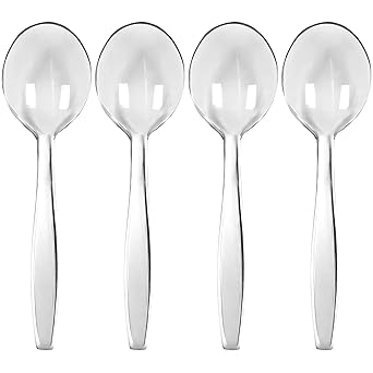 Premium Disposable Clear Plastic Soup Spoons (50 Count) | Transparent, Durable, and Convenient for Parties, Events, and Everyday Use