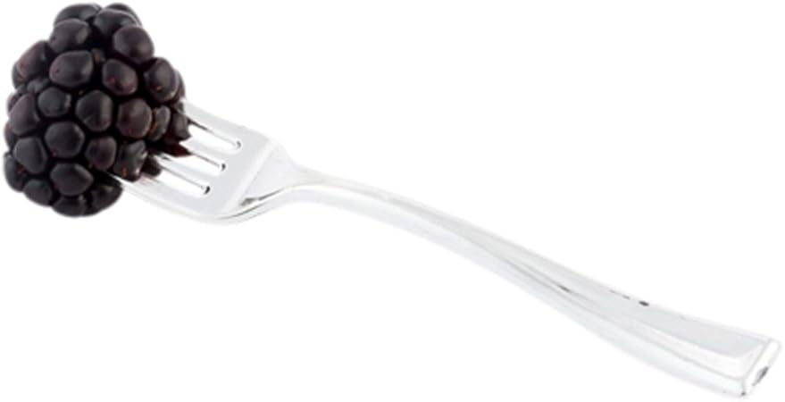 Restaurantware 4 Inch Mini Forks 100 Disposable Tiny Forks - Heavy-Duty Pair With Hors D'oeuvres Desserts Or Samples Silver Plastic Appetizer Forks For Parties Weddings Or Catering