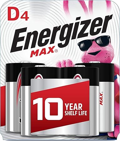 Energizer D Batteries, Max Premium D Cell Batteries Alkaline, 4 Count