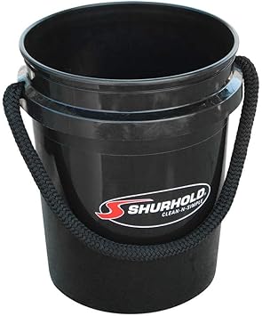 Shurhold 2452 Black 5 Gallon Bucket with Black Rope Handle