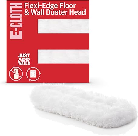 E-Cloth Flexi-Edge Floor & Wall Duster Head, Reusable Dusting Mop for Floor Cleaning, Floor Cleaner Ideal for Harword, Tile, Laminate and Other Hard Surfaces, 100 Wash Guarantee, 1 Pack