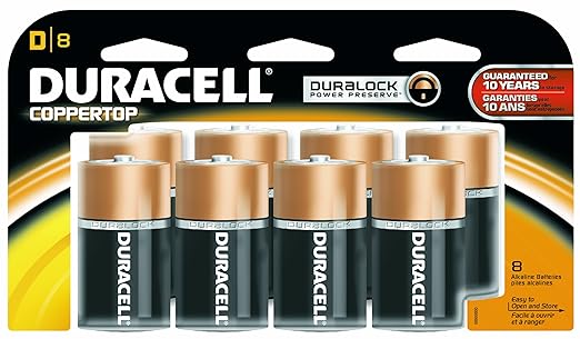 Duracell Coppertop Alkaline D Batteries, 8/Pack