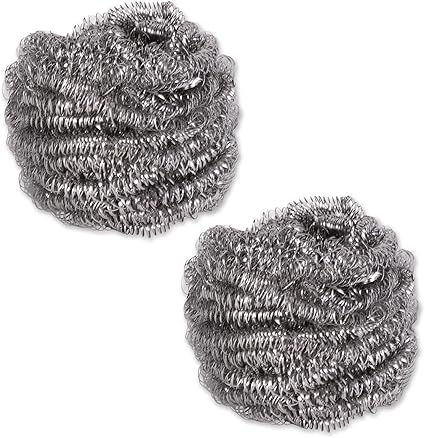 RSVP International Endurance Cleaning Collection Stainless Steel Scrubbies, Heat-Treated, Pressed & Curled, Long Lasting, Non-Rusting, Scrubber, 2 Piece