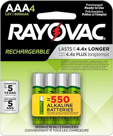 Rayovac AAA Batteries, Triple A Battery Rechargeable, 4 Count