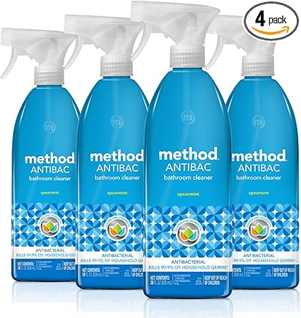 Method Antibacterial Bathroom Cleaner (Pack of 4) | Spearmint | 28 Fl Oz | 99.9%