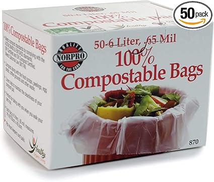 Norpro 100% Compostable Bags, 50 Count (870) , Grey