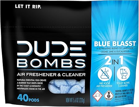 Dude Toilet Bowl Freshener - Toilet Stank Eliminator (Pack of 1) | Fresh Scent | Refreshing Blend of Lavender, Cedar, Lime, and Eucalyptus | 40 Pods