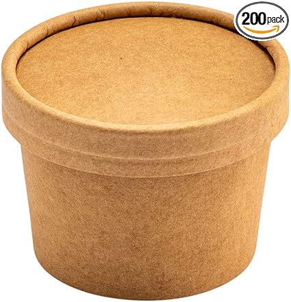 LIDS ONLY: Coppetta Lids For 4 Ounce Ice Cream Cups, 200 No-Leak Lids For Treat Cups - Cups Sold Separately, For Hot And Cold Foods, Kraft Paper Lids For Chili Cups - Restaurantware