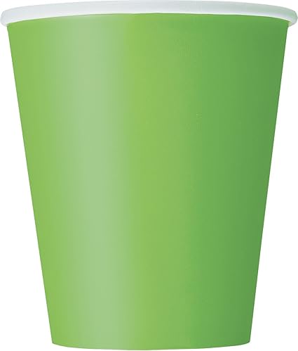 Lime Green Solid Paper Cups - 9 oz (Pack of 14) - Elegant & Eco-Friendly Party Drinkware - Perfect for Birthdays, Showers, & Special Celebrations