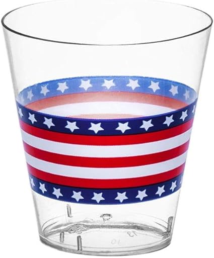 40-Count Printed Hard Plastic 2-Ounce Shot Glasses, Stars and Stripes