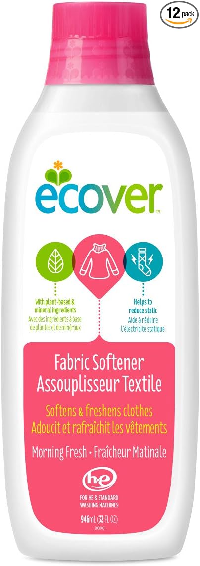 Ecover Fabric Softener Liquid, Morning Fresh, 32 Fl Oz, Pack of 12