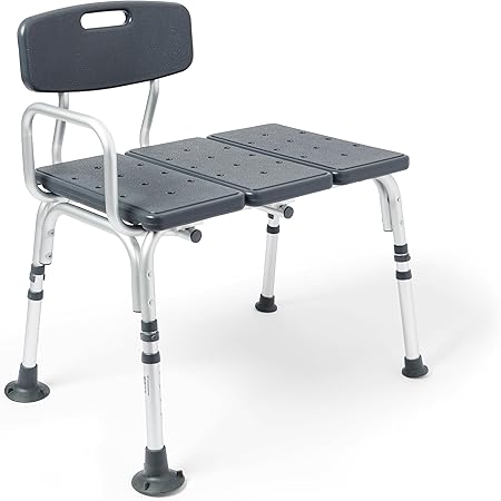 Medline Tub Transfer Bench, Shower Chair for Seniors is Adjustable, Gray