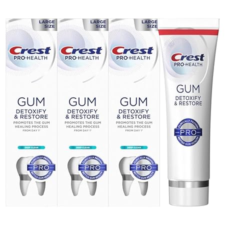 Crest Pro-Health Gum Detoxify and Restore Deep Clean Toothpaste, 4.6 Ounce (Pack of 3), Crest Toothpaste, Anticavity, Antibacterial Flouride Toothpaste, Clinically Proven, Gum and Enamel Protection